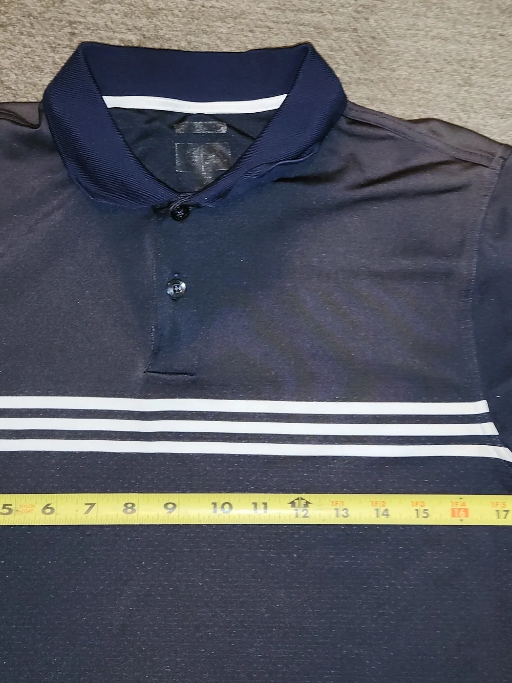 adidas Black/Grey Polo with White Horizontal Stripes